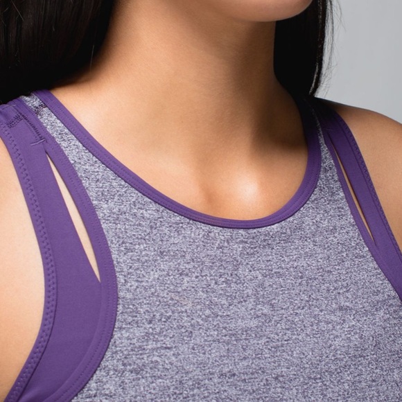 LULULEMON INSPIRATION TANK TOP HEATHERED BLACK GRAPE GOING GRAPE 6 ACTIVE - Picture 2 of 9